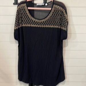 Tempted hearts black with gold accents blouse